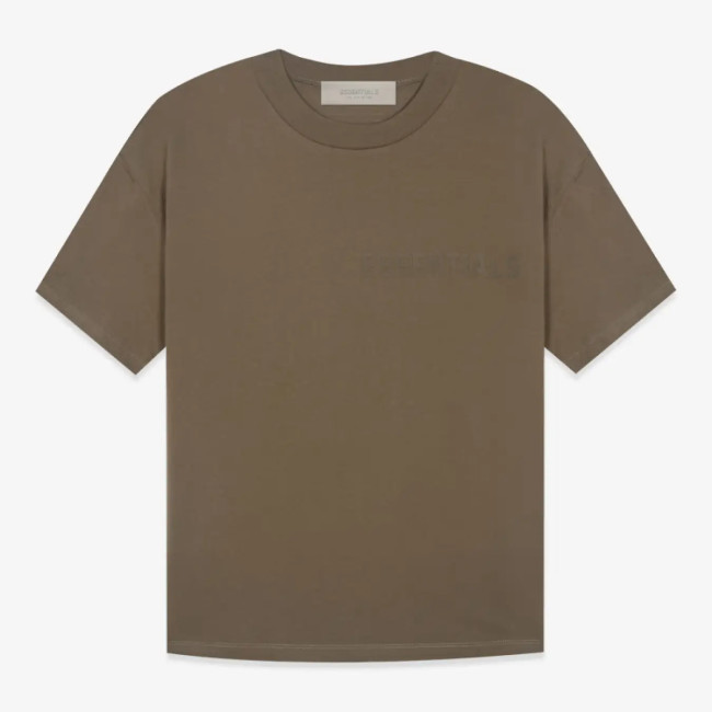 FOG FEAR OF GOD 22 ESSENTIALS double line single row flocking loose T-shirt brown black