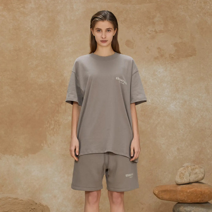 FOG FEAR OF GOD 22 ESSENTIALS double line single row flocking loose T-shirt Desert gray