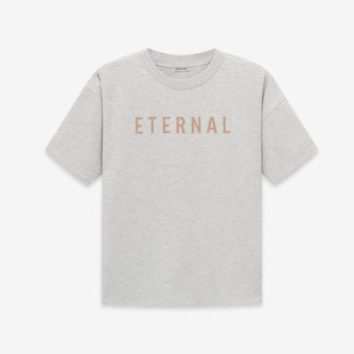 FOG FEAR OF GOD Season 8 main line flocking short-sleeved loose T-shirt light oatmeal color