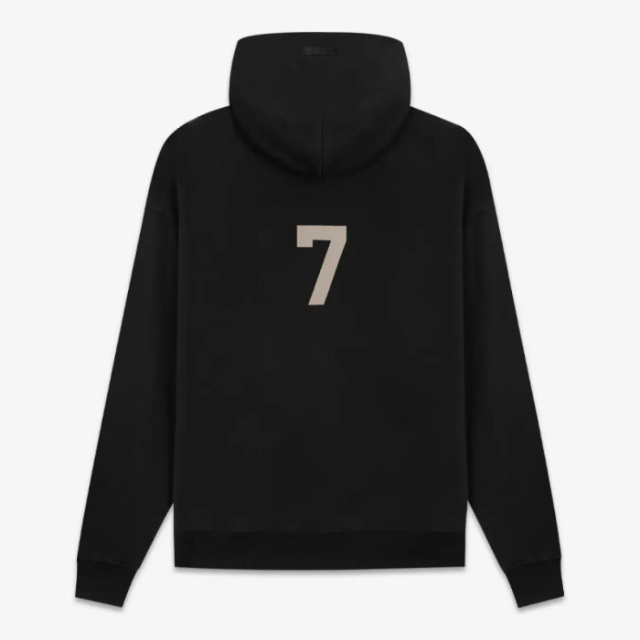 FOG FEAR OF GOD Season 7 main line 7-character flocking hoodie casual loose sweatshirt Black