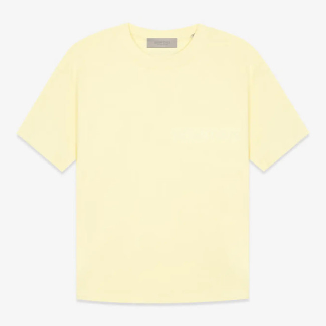 FOG FEAR OF GOD 22 ESSENTIALS double line single row flocking loose T-shirt cream yellow