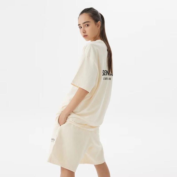 FOG Fear of God 21 Reproduced short -sleeved Essentials Summer casual T -shirt Beige