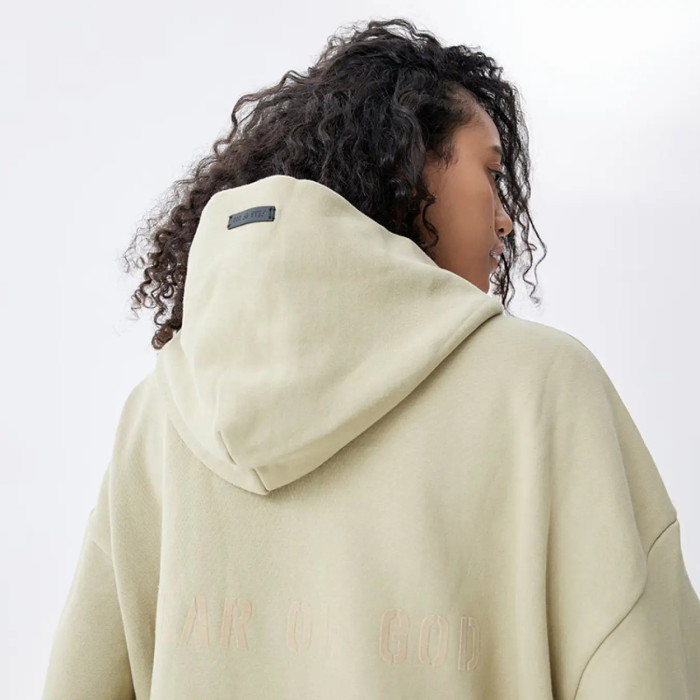 FOG FEAR OF GOD Season 7 FG flocked hoodie casual loose sweatshirt avocado color