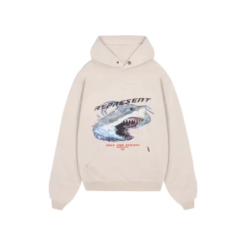 REPRESENT SHARK AVATAR LETTER PRINT HOODIE BEIGE