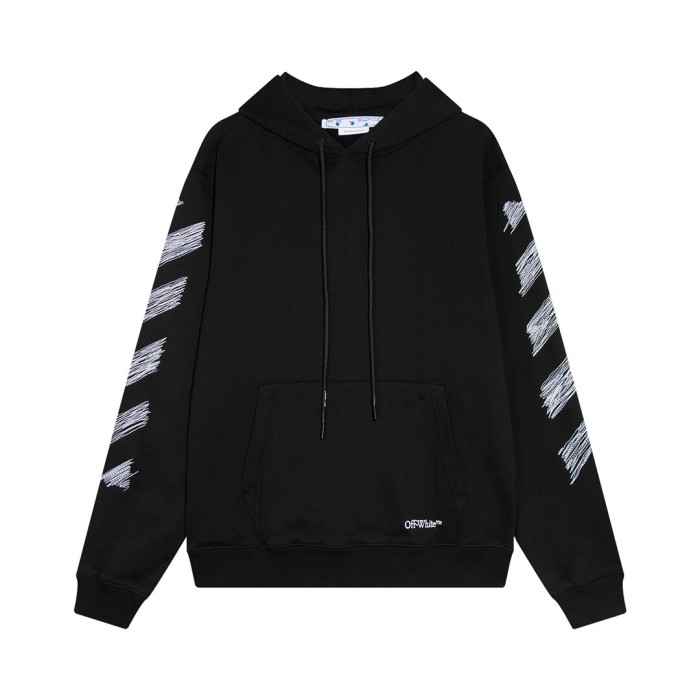 OFF WHITE ZEBRA CROSSING HOODIE BLACK