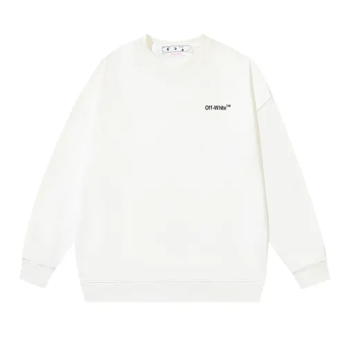 OFF WHITE MOON ARROW CREW NECK HOODIE WHITE
