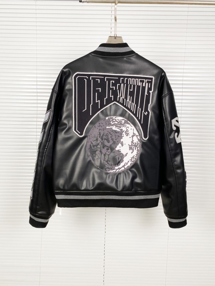 Off-white baseball jacket black