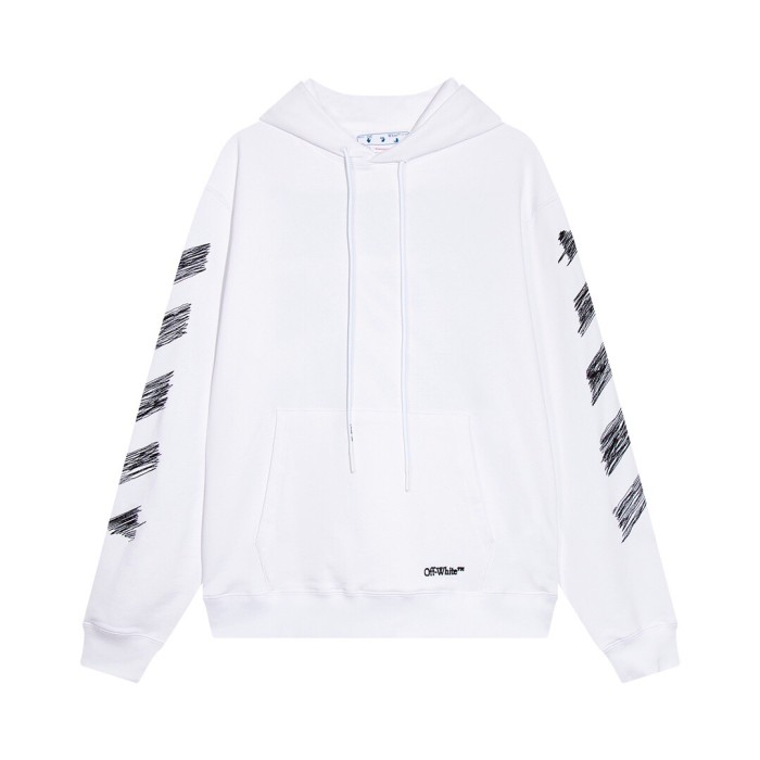 OFF WHITE ZEBRA CROSSING HOODIE WHITE