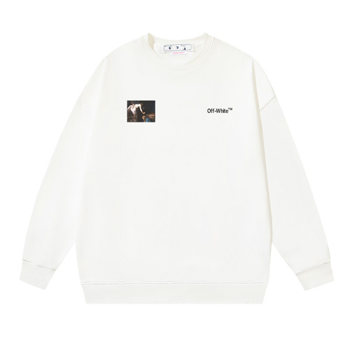 OFF WHITE CARAVAGGIO ANGEL ARROW CREW NECK HOODIE WHITE