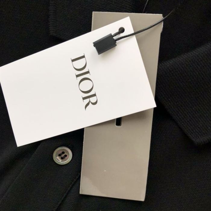 DIOR CD ICON POLO SHIRT BLACK COTTON PIQUÉ – DOT026