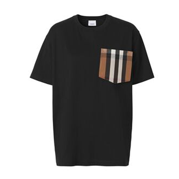 BURBERRY VINTAGE CHECK POCKET COTTON OVERSIZED T-SHIRT – BRS012