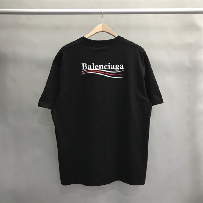 BALENCIAGA MEN’S POLITICAL CAMPAIGN T-SHIRT REGULAR FIT IN BLACK – BAS002