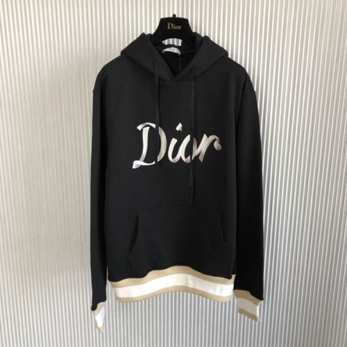 DIOR OVERSIZED HOODED SWEATSHIRT LIGHT BLACK ORGANIC COTTON FLEECE – DOS002