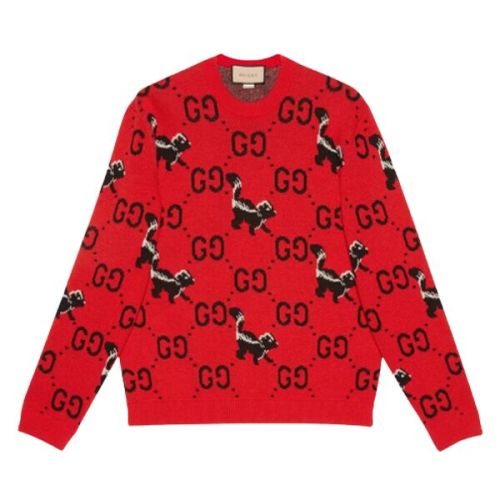 GUCCI GG AND SKUNK WOOL KNIT SWEATER – GCK012