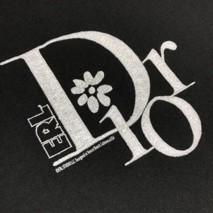 DIOR RELAXED-FIT DIOR BY ERL T-SHIRT BLACK SLUB COTTON JERSEY – DOT022