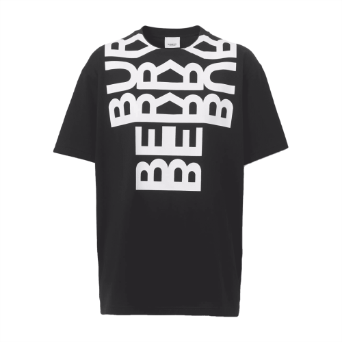 BURBERRY LOGO PRINT COTTON OVERSIZED T-SHIRT IN BLACK – BRS003