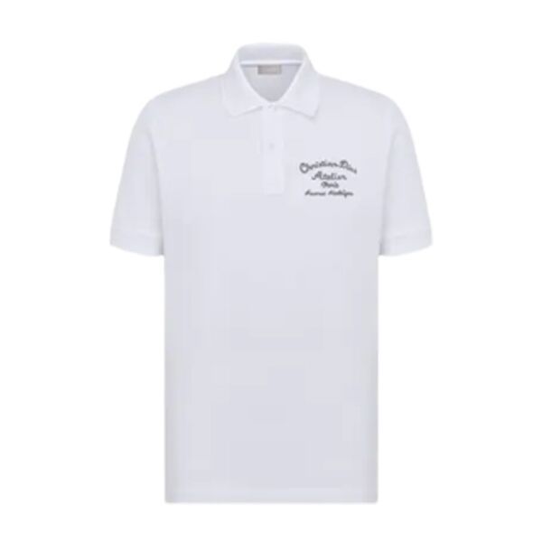 ‘CHRISTIAN DIOR ATELIER’ POLO SHIRT WHITE COTTON PIQUÉ – DOT019