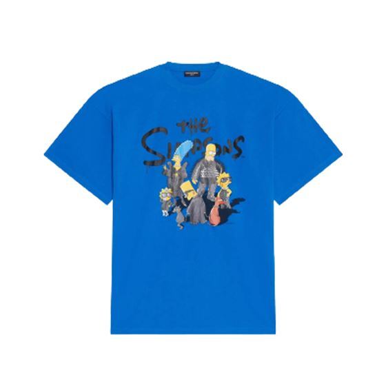 BALENCIAGA MEN’S THE SIMPSONS TM & © 20TH TELEVISION T-SHIRT OVERSIZED IN INDIGO – BAS006