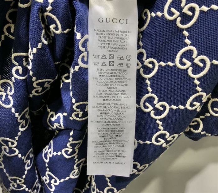 GUCCI DARK BLUE COTTON PIQUET GG STRETCH POLO – GGS013