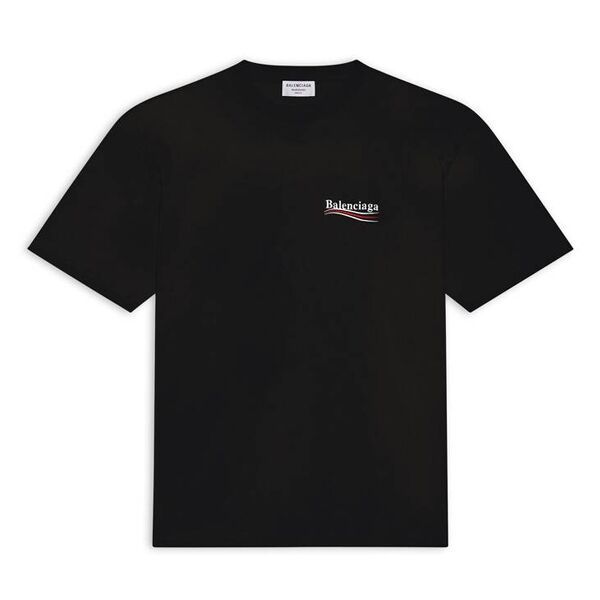 BALENCIAGA MEN’S POLITICAL CAMPAIGN T-SHIRT REGULAR FIT IN BLACK – BAS002