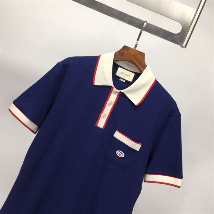 GUCCI POLO GG LOGO PATCH NAVY – GGS027