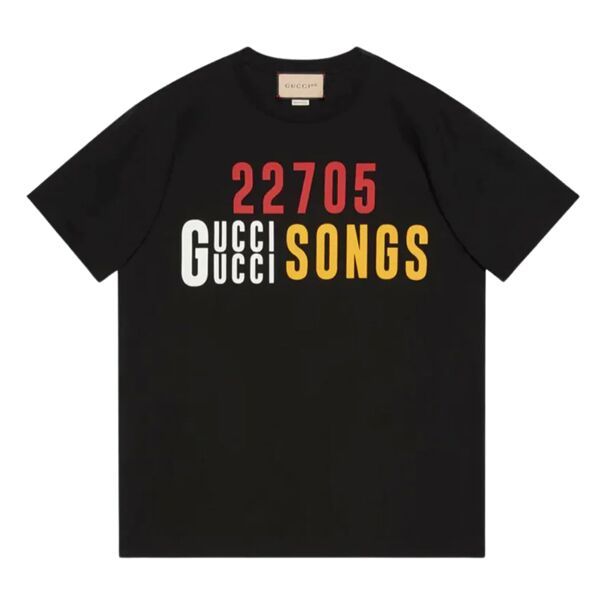 GUCCI ‘22705’ GUCCI SONGS’ PRINT T-SHIRT BLACK – GGS034