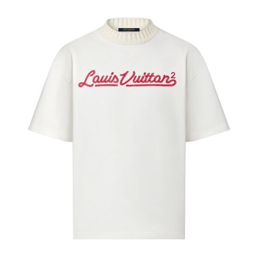 LOUIS VUITTON X NIGO EMBROIDERED MOCKNECK WHITE T-SHIRT – LVTS056