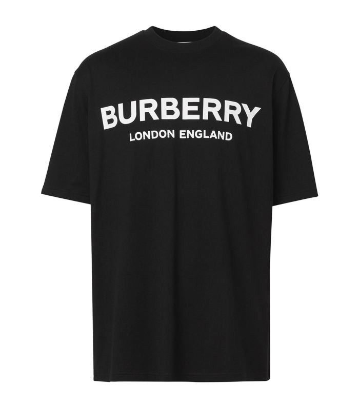 BURBERRY LOGO PRINT COTTON T-SHIRT IN BLACK – BRS008