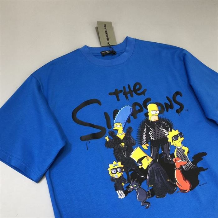 BALENCIAGA MEN’S THE SIMPSONS TM & © 20TH TELEVISION T-SHIRT OVERSIZED IN INDIGO – BAS006