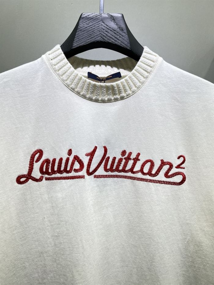 LOUIS VUITTON X NIGO EMBROIDERED MOCKNECK WHITE T-SHIRT – LVTS056