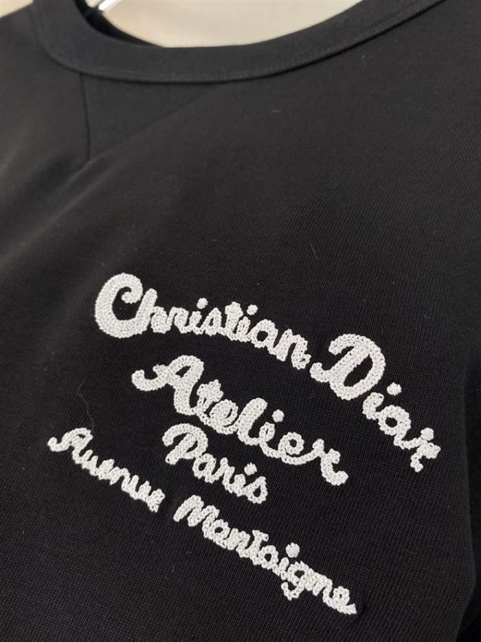 ‘CHRISTIAN DIOR ATELIER’ T-SHIRT RELAXED FIT BLACK COTTON JERSEY – DOT020