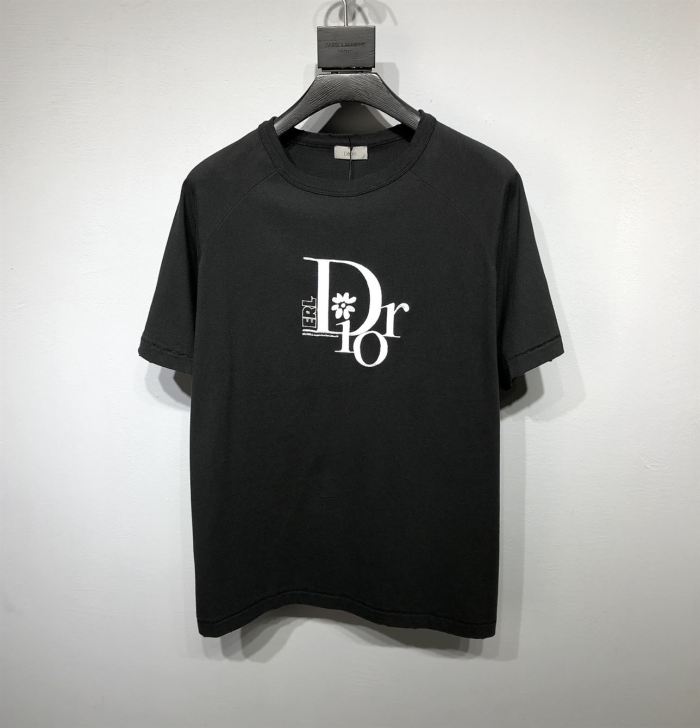 DIOR RELAXED-FIT DIOR BY ERL T-SHIRT BLACK SLUB COTTON JERSEY – DOT022