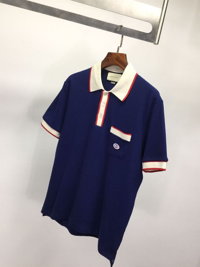 GUCCI POLO GG LOGO PATCH NAVY – GGS027