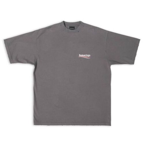 BALENCIAGA MEN’S POLITICAL CAMPAIGN T-SHIRT LARGE FIT IN GREY – BAS019
