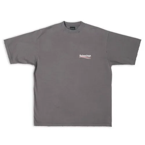 BALENCIAGA MEN’S POLITICAL CAMPAIGN T-SHIRT LARGE FIT IN GREY – BAS019