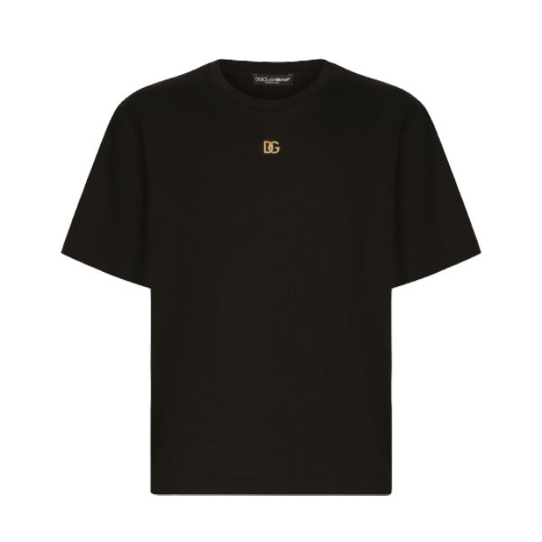 DOLCE & GABBANA COTTON T-SHIRT WITH METALLIC DG LOGO – DT015