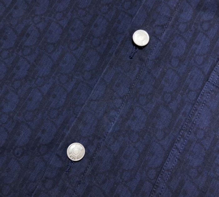 DIOR SHORT-SLEEVED OVERSHIRT NAVY BLUE AND BLACK DIOR OBLIQUE KASURI COTTON DENIM – DOT014