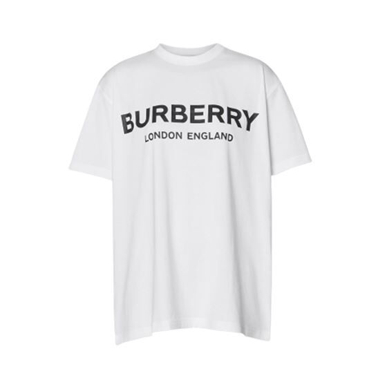 BURBERRY LOGO PRINT COTTON T-SHIRT IN WHITE – BRS009