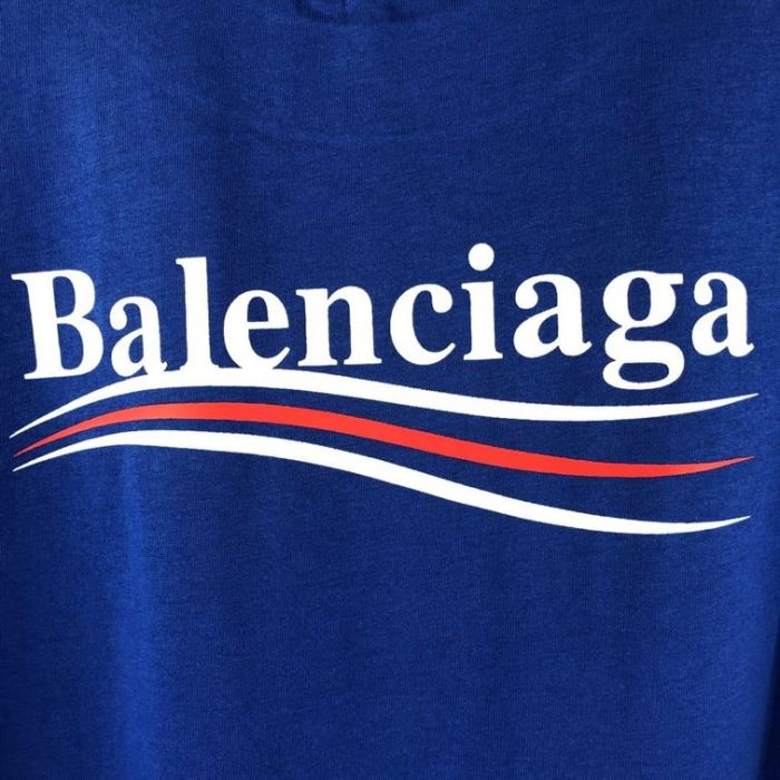 BALENCIAGA MEN’S POLITICAL CAMPAIGN T-SHIRT LARGE FIT IN PACIFIC BLUE – BAS003