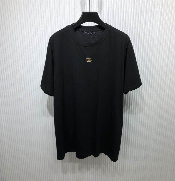 DOLCE & GABBANA COTTON T-SHIRT WITH METALLIC DG LOGO – DT015