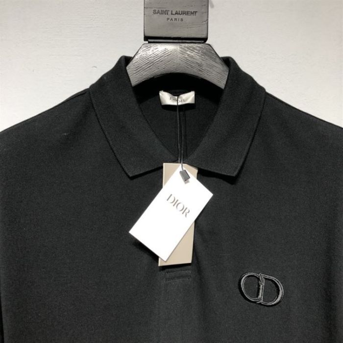 DIOR CD ICON POLO SHIRT BLACK COTTON PIQUÉ – DOT026