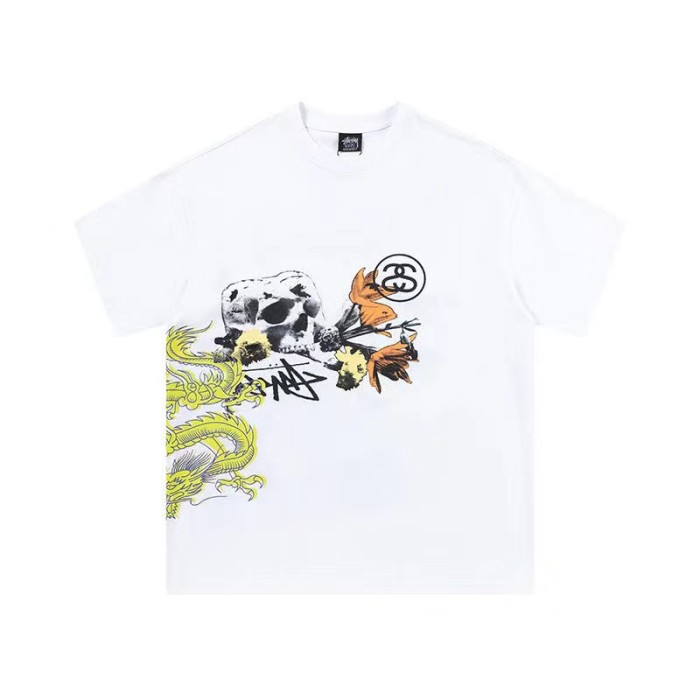 STUSSY COLORED DICE TEE WHITE