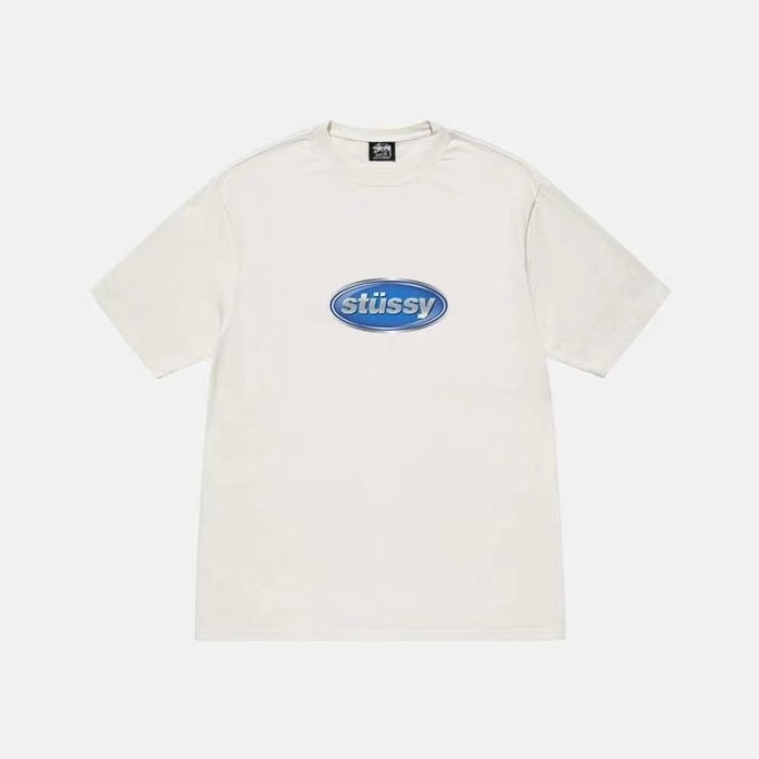 STUSSY OVAL LETTERS TEE WHITE