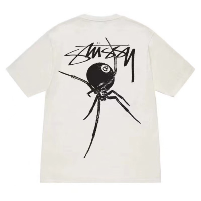 STUSSY SPIDER 8 BALL PRINT TEE WHITE