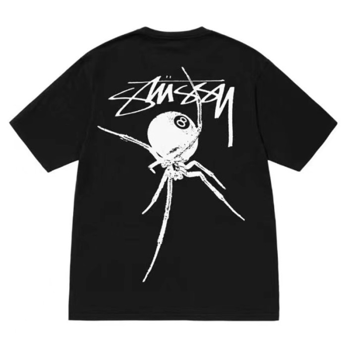 STUSSY SPIDER 8 BALL PRINT TEE BLACK