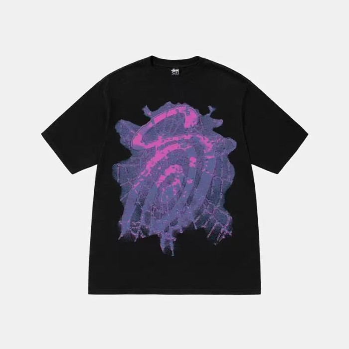 STUSSY COLORFUL GRAFFITI TEE BLACK