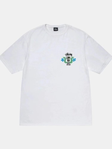 STUSSY FLOWERS SKULL TEE WHITE