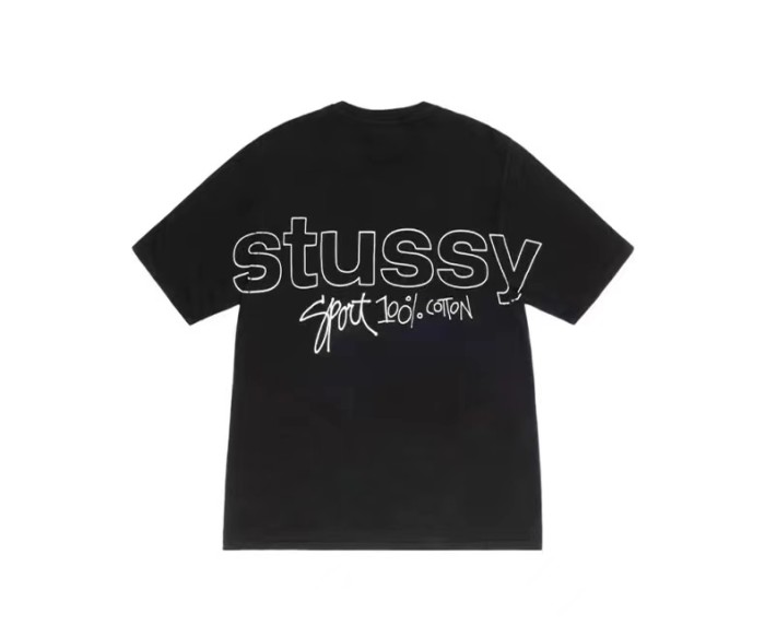 STUSSY HOLLOW LOGO TEE BLACK