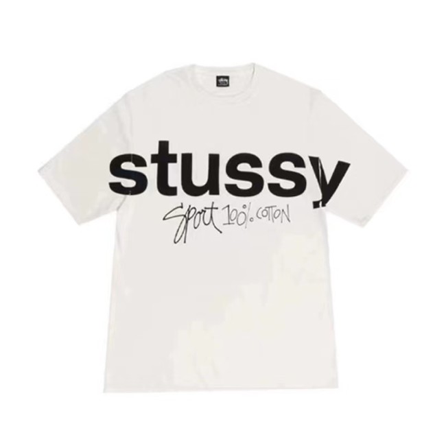 STUSSY HOLLOW LOGO TEE WHITE