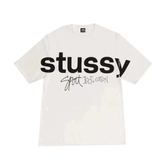 STUSSY HOLLOW LOGO TEE WHITE